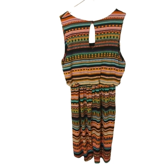 Expresso Aztec Pattern Multicolored Tank Elastic Gathered Waist Capri Romper XL - Picture 5 of 8